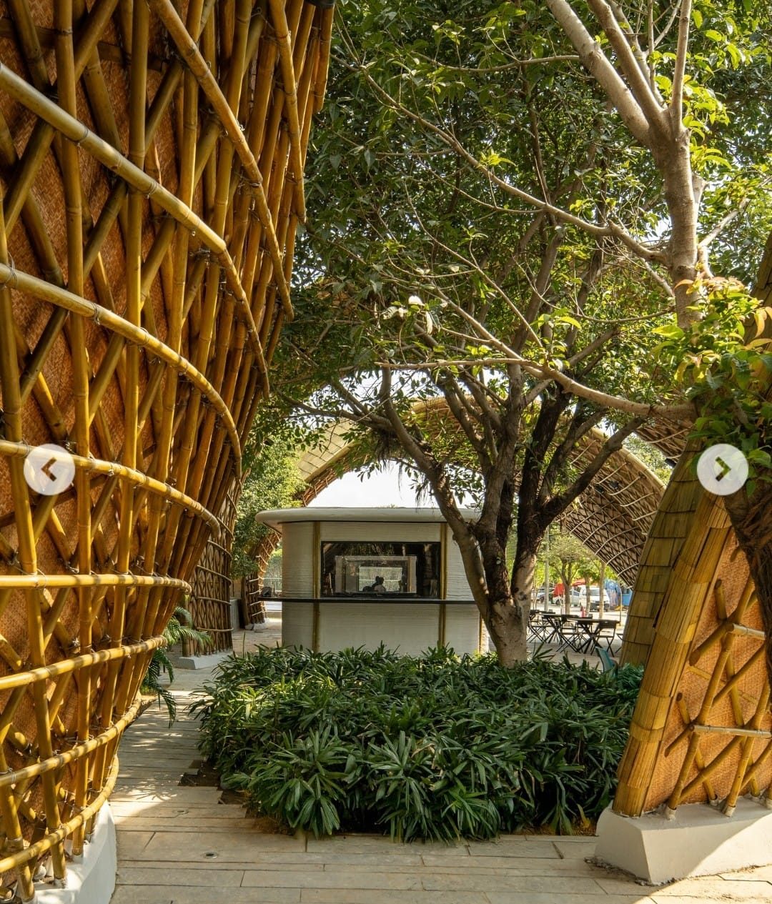 Detail of the canopy structure at the Ashoka University canteen buildings.