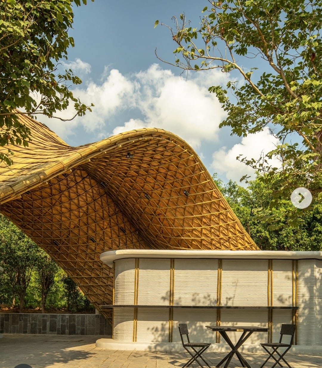 The canteen canopy at Ashoka University seen from the campus grounds.