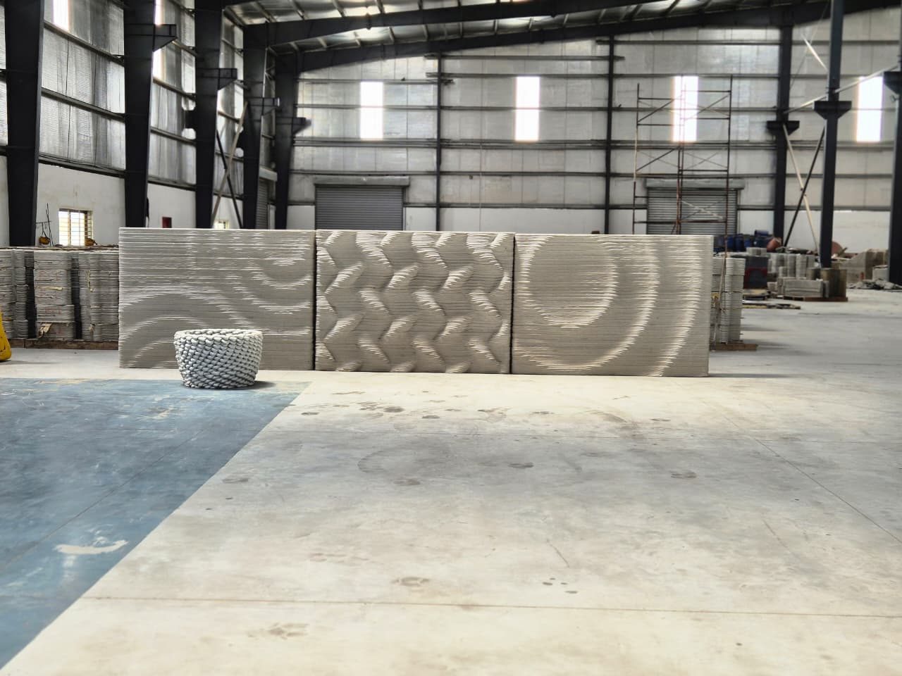 An array of printed panels demonstrating repeatable production.