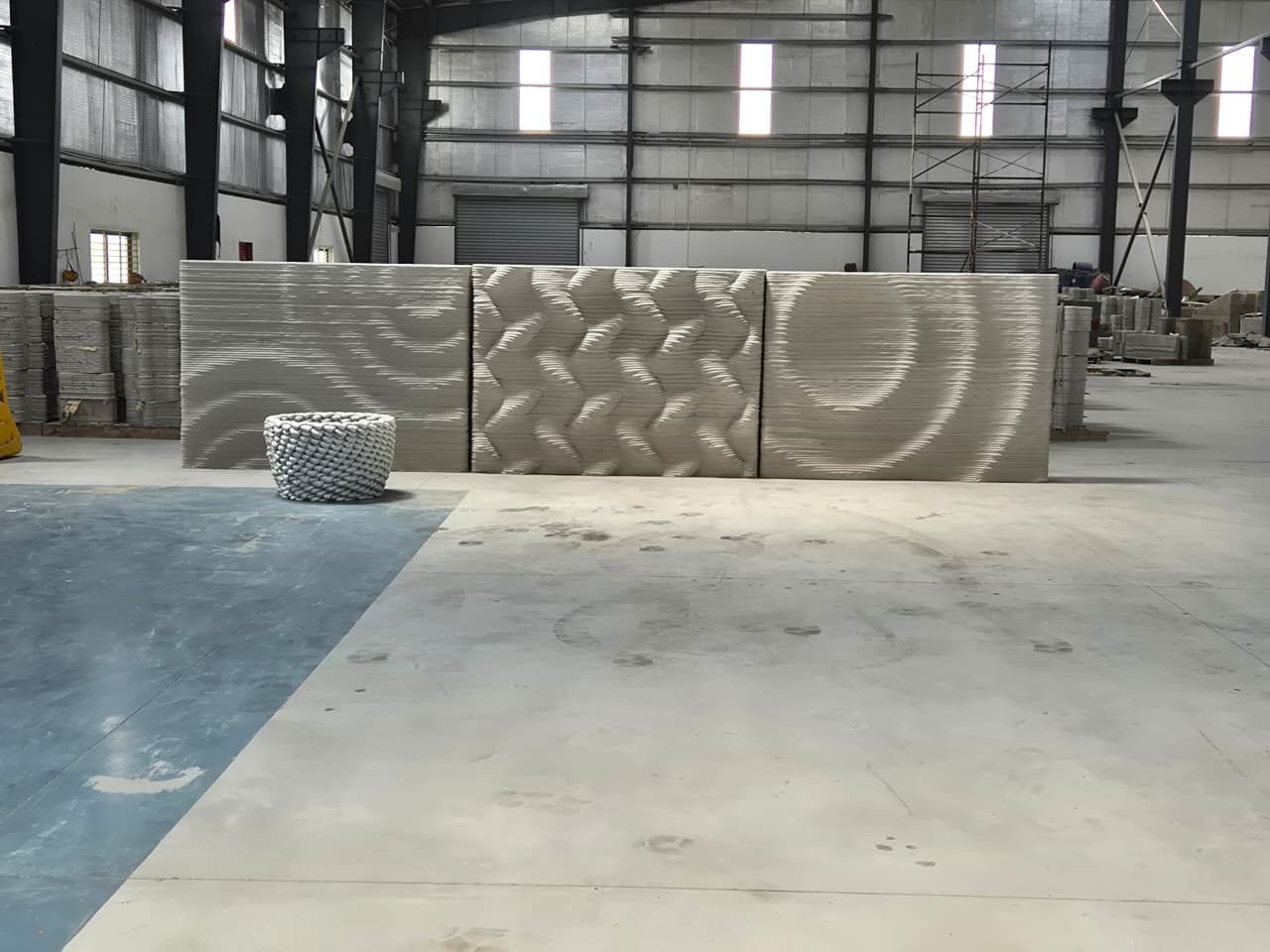 Detail of printed concrete panels showing consistent layer geometry.