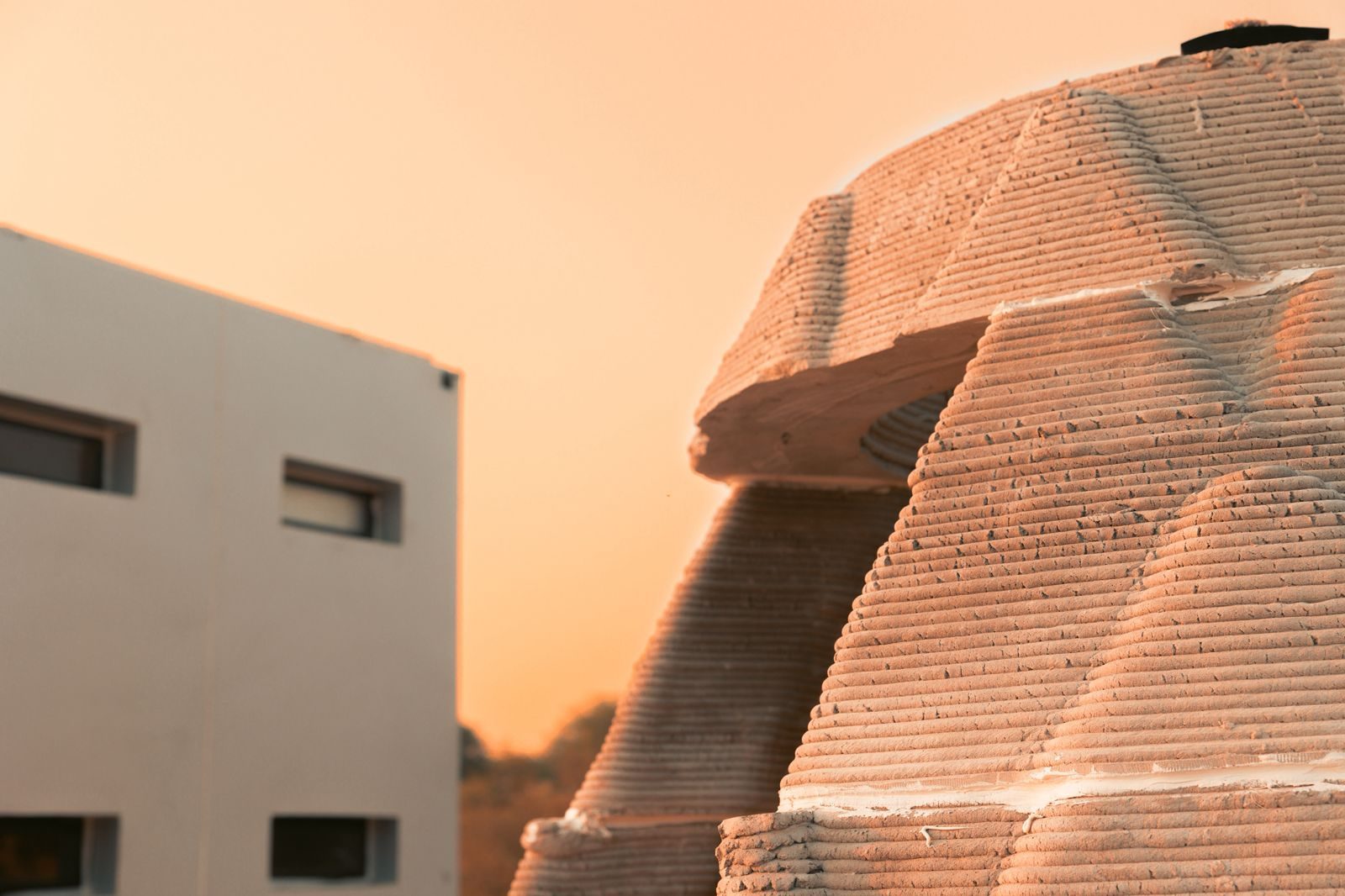 A printed structure with a deeply textured exterior surface.