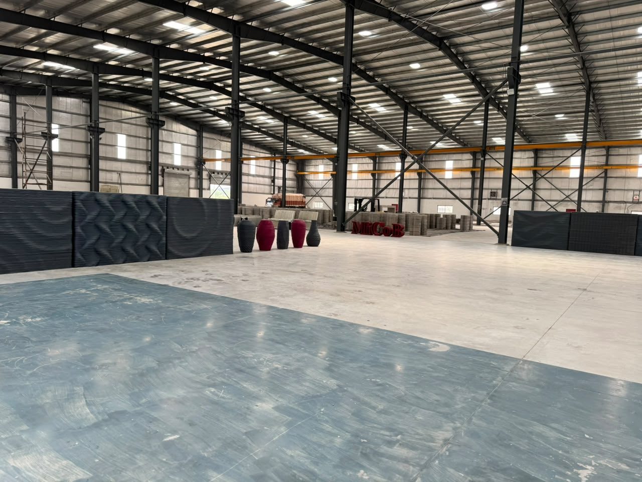 Inside MiCoB's 3D concrete printing production facility.